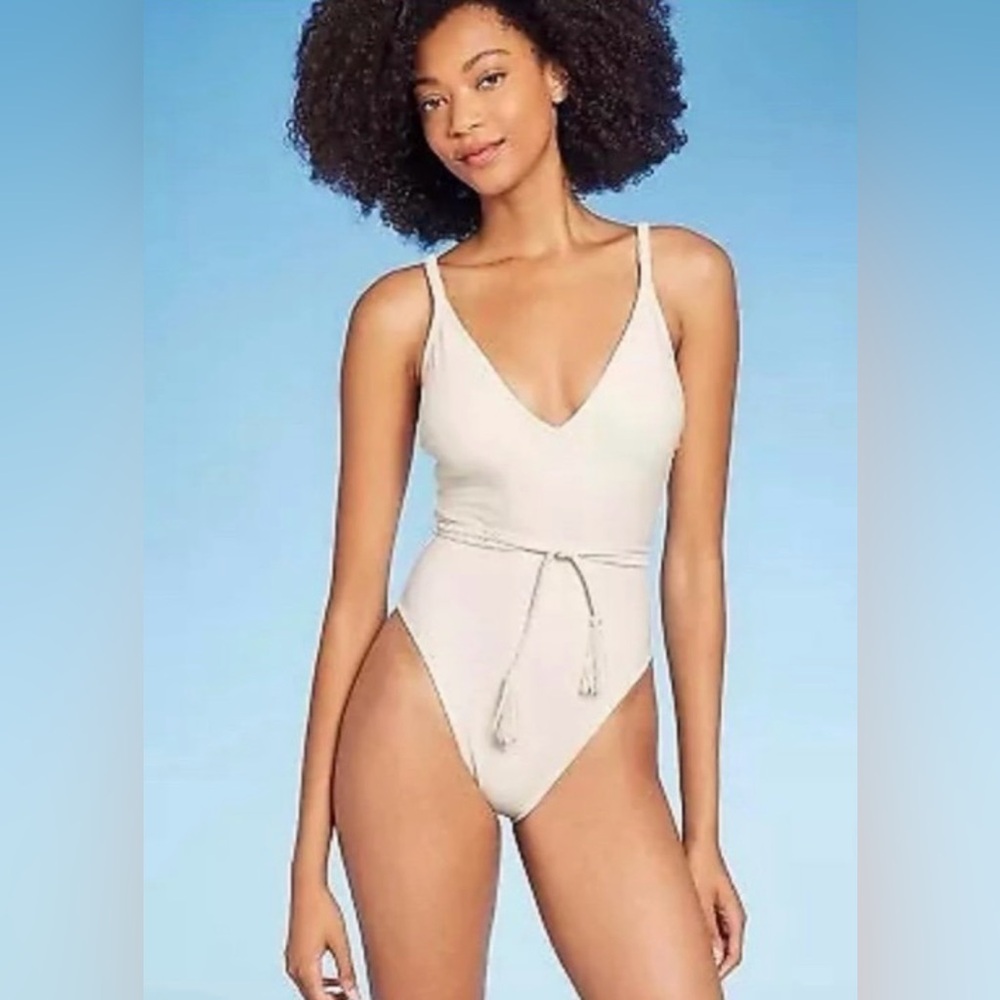 New Shade & Shore Off White Swimsuit Boho belted